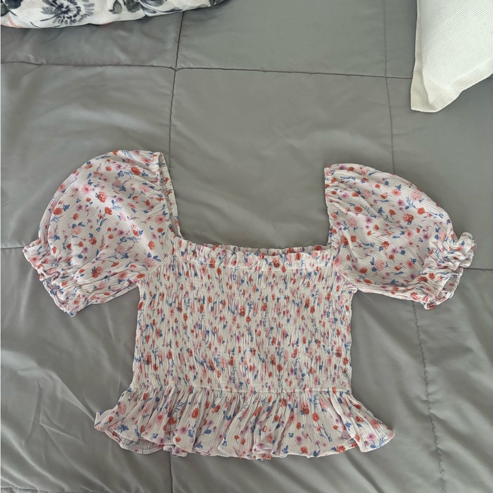 Forever 21 Multicolor Floral Smocked Blouse